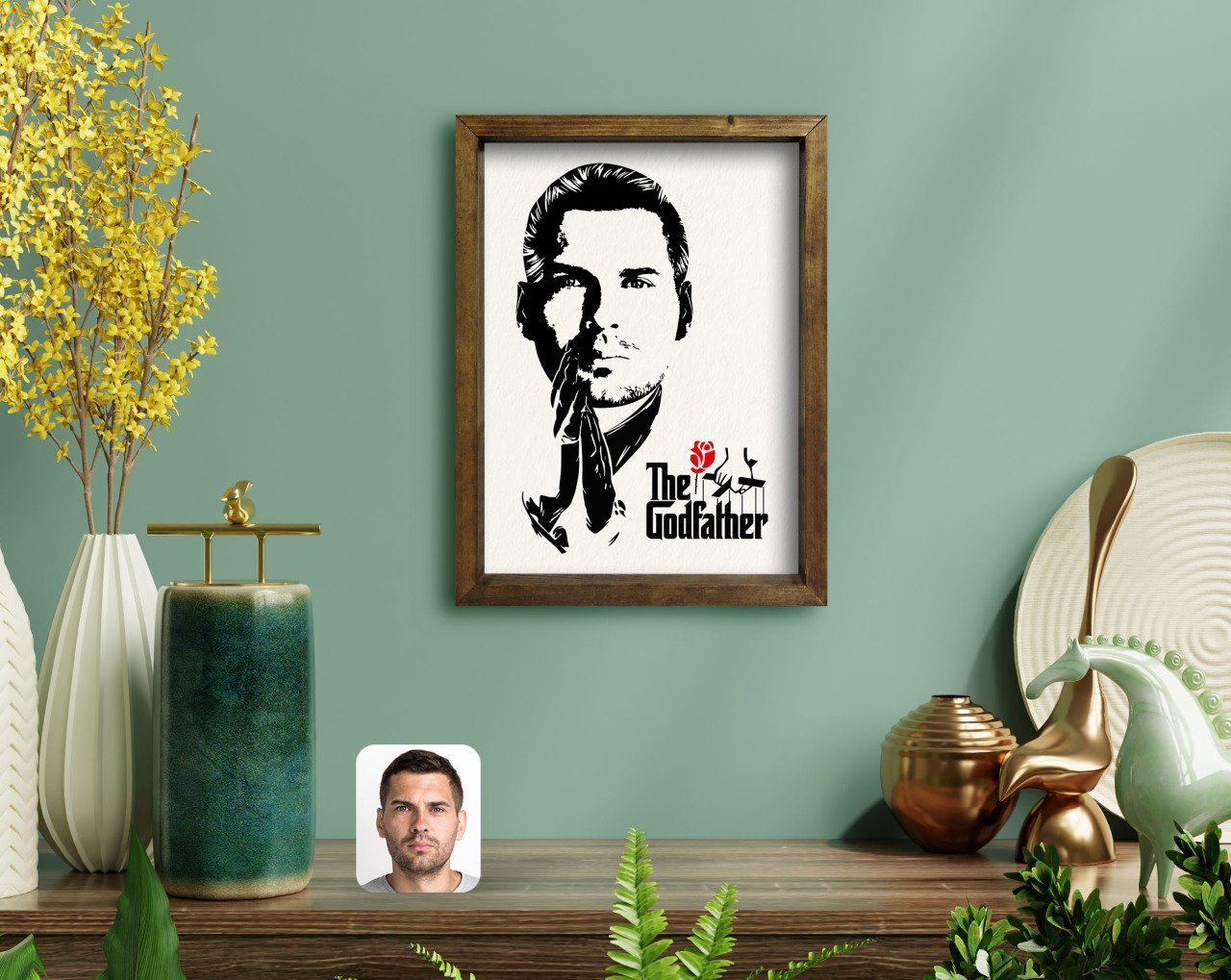 Kişiye Özel Godfather Baba Tasarımlı Doğal Masif Ahşap Çerçeveli Tablo-6
