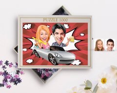 Kişiye Özel Sevgililer Karikatürlü 1000 Parça Profesyonel Puzzle-53