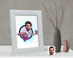 Kişiye Özel Erkek Garson Karikatürlü Dekoratif Çerçeve-1