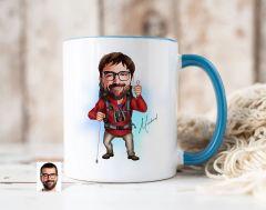 Bk Gift Kişiye Özel Gezgin Karikatürlü Mavi Kupa Bardak-1, Sevgiliye Hediye, Arkadaşa Hediye