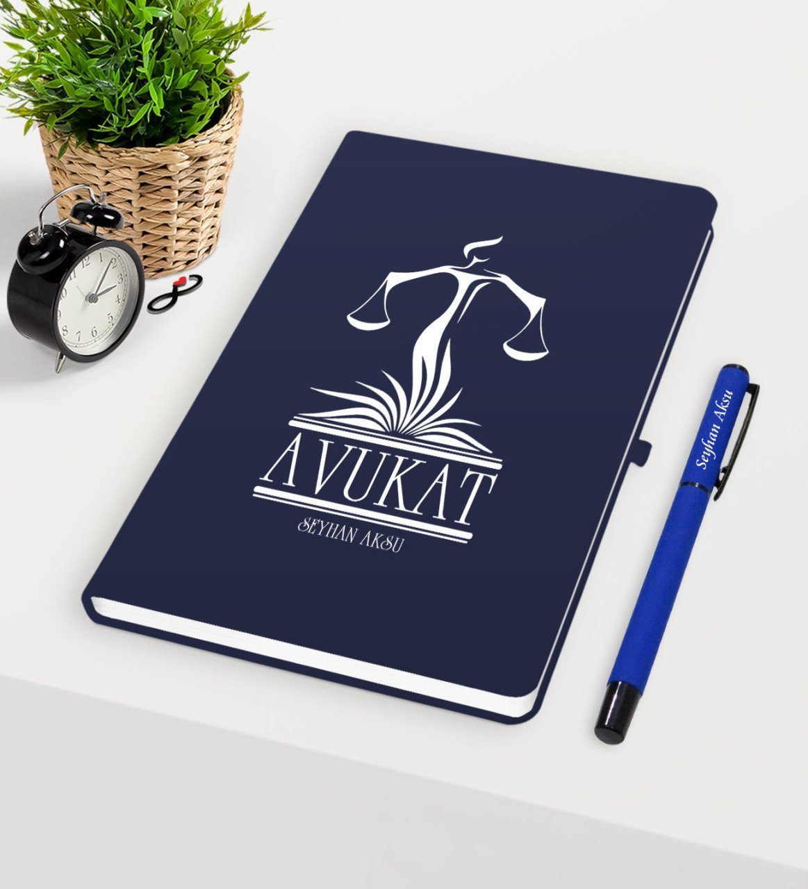 Kişiye Özel Avukat Temalı Lacivert Defter Kalem Seti - 5