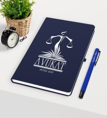 Kişiye Özel Avukat Temalı Lacivert Defter Kalem Seti - 5