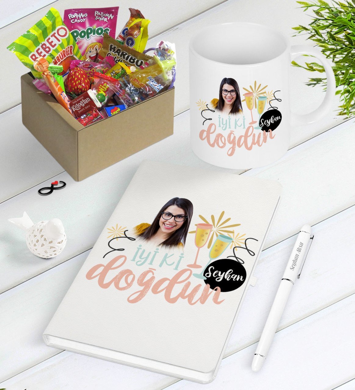 Kişiye Özel İyi ki Doğdun Nostaljik Lezzetler Defter Kalem Kupa Seti-2