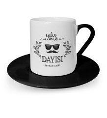 Kişiye Özel Yılın En İyi Dayısı Siyah Türk Kahvesi Fincanı