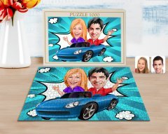 Kişiye Özel Sevgililer Karikatürlü 1000 Parça Profesyonel Puzzle-52
