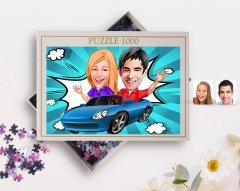 Kişiye Özel Sevgililer Karikatürlü 1000 Parça Profesyonel Puzzle-52