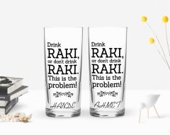 Kişiye Özel Renkli Baskılı Drink Rakı Tasarımlı İkili Rakı Bardağı Seti-1