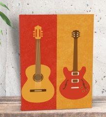 BK Gift Gitar Tasarımlı Dekoratif Mini Kanvas Tablo 15x20cm-1