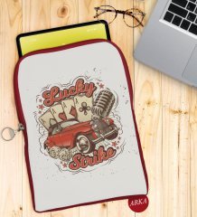 BK Gift Lucky Strike Tasarımlı Taşınabilir Koruyucu Tablet Kılıfı & Organizer Çanta - Kırmızı-1
