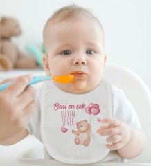 BK Kids Beni En Çok Dayım Sever Tasarımlı Bebek Body Zıbın ve Mama Önlüğü Hediye Seti - Model 1