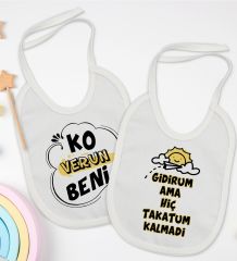 BK Kids Ko Verun Beni ve Takatum Kalmadi Tasarımlı 2’li Beyaz Mama Önlüğü-1