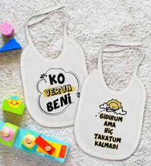 BK Kids Ko Verun Beni ve Takatum Kalmadi Tasarımlı 2’li Beyaz Mama Önlüğü-1