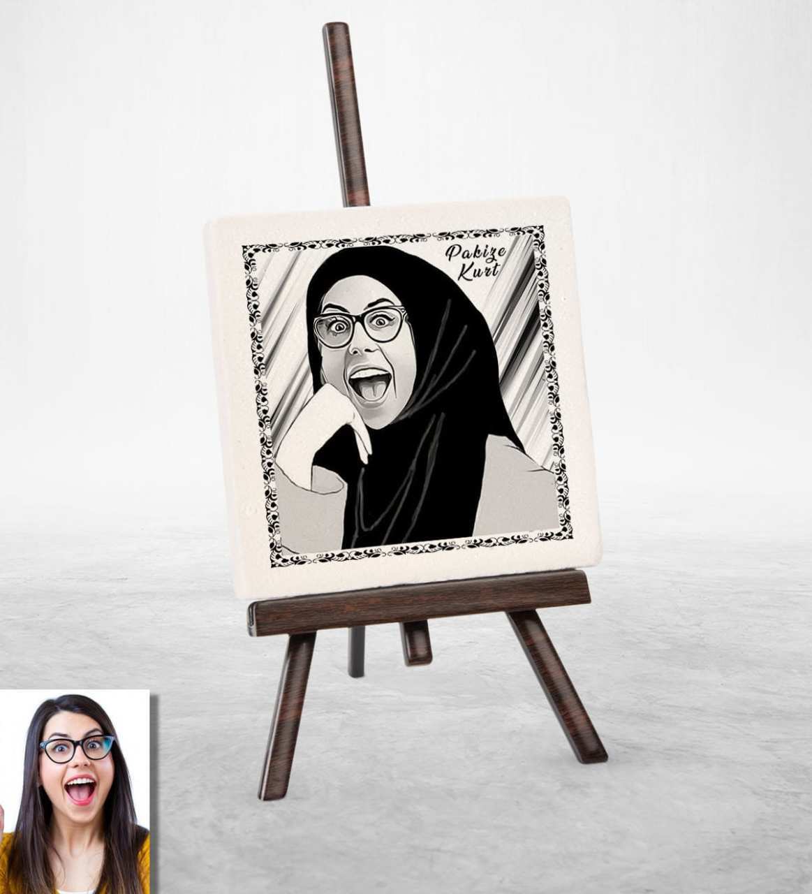 Kişiye Özel Türbanlı Karikatürlü Doğal Taş 40788