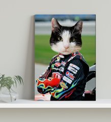 Evcil Dostlara Özel Nascar Pilot Tasarımlı Portre Kanvas Tablo 30x50cm-4