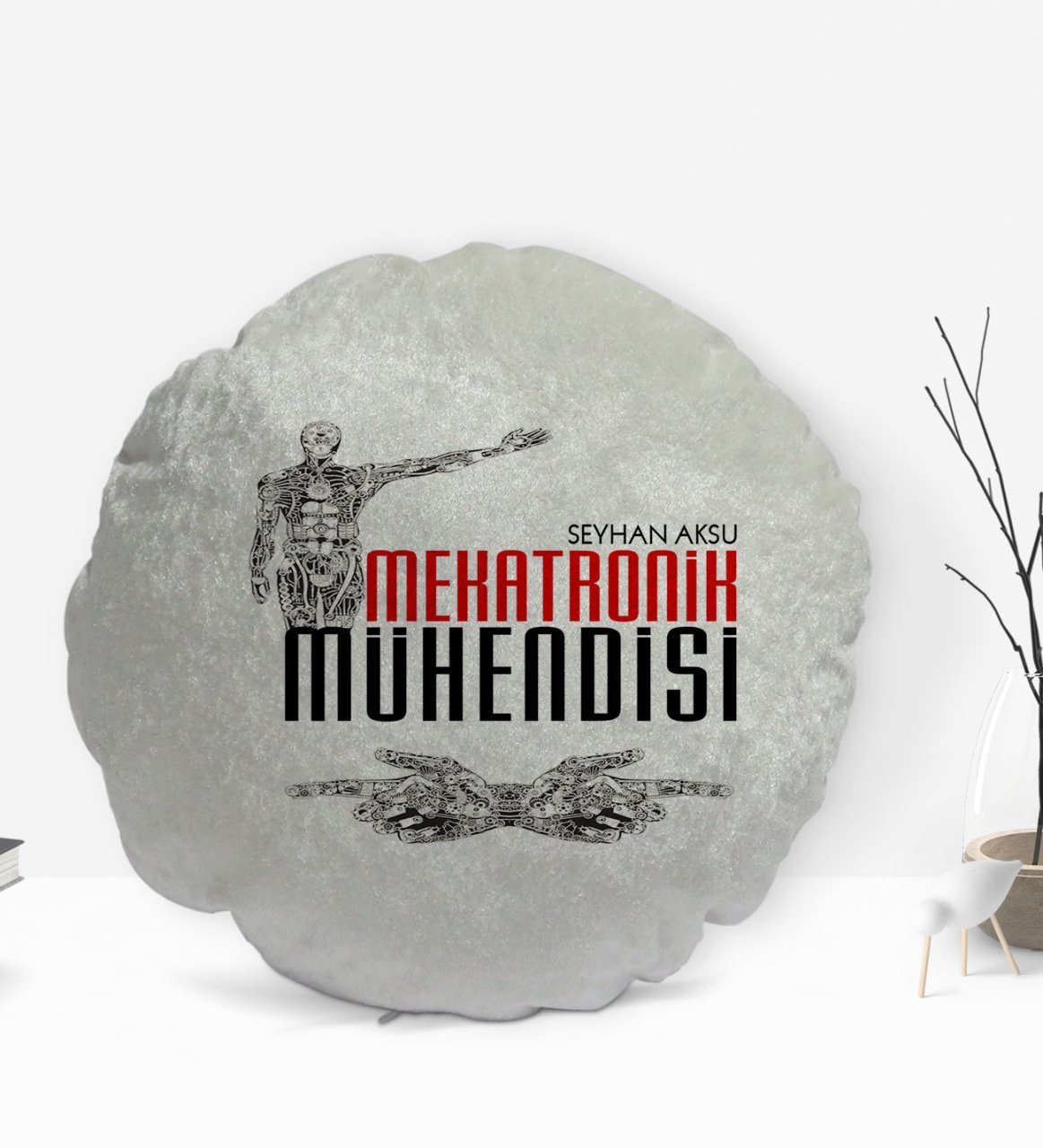 Kişiye Özel İsimli Mekatronik Mühendisi Tasarımlı Dekoratif Kırlent Yastık-1