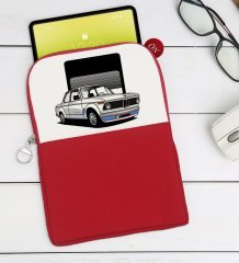 BK Gift Klasik Araç Tasarımlı Taşınabilir Koruyucu Tablet Kılıfı & Organizer Çanta - Kırmızı-11