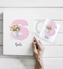 Kişiye Özel Harf Tasarımlı Beyaz Defter ve Kupa Hediye Seti-26