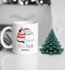 Yılbaşı Hediyesi BK Gift Kişiye Özel Yeni Yıl Tasarımlı Beyaz Kupa Bardak ve Kokulu Çam Ağacı Mum Hediye Seti-5, Sevgiliye Hediye, Arkadaşa Hediye