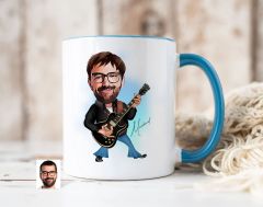 Bk Gift Kişiye Özel Rock And Roll Karikatürlü Mavi Kupa Bardak-1, Sevgiliye Hediye, Arkadaşa Hediye