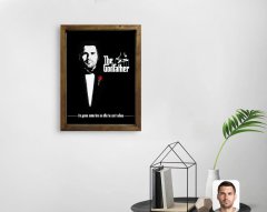 Kişiye Özel Godfather Baba Tasarımlı Doğal Masif Ahşap Çerçeveli Tablo-3