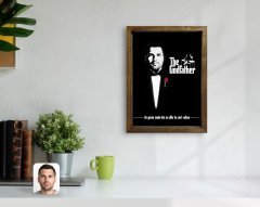 Kişiye Özel Godfather Baba Tasarımlı Doğal Masif Ahşap Çerçeveli Tablo-3