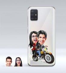Kişiye Özel Sevgililer Karikatürlü Samsung Galaxy A51 İnce Şeffaf Silikon Telefon Kapağı-17