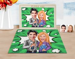 Kişiye Özel Sevgililer Karikatürlü 1000 Parça Profesyonel Puzzle-50