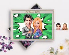 Kişiye Özel Sevgililer Karikatürlü 1000 Parça Profesyonel Puzzle-50