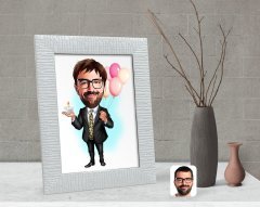 Kişiye Özel Erkek Doğum Günü Karikatürlü Dekoratif Çerçeve-3