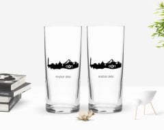 Kişiye Özel Renkli Baskılı Ağrı Tasarımlı Turistik İkili Rakı Bardağı Seti-1