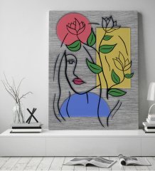BK Home Woman Line Tasarımlı Kanvas Tablo 50x70cm-4