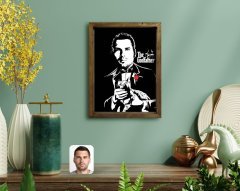 Kişiye Özel Godfather Baba Tasarımlı Doğal Masif Ahşap Çerçeveli Tablo-2