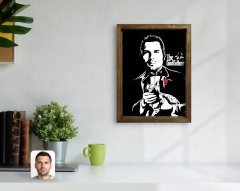 Kişiye Özel Godfather Baba Tasarımlı Doğal Masif Ahşap Çerçeveli Tablo-2