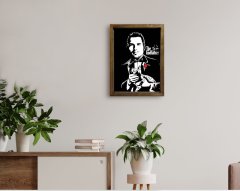 Kişiye Özel Godfather Baba Tasarımlı Doğal Masif Ahşap Çerçeveli Tablo-2