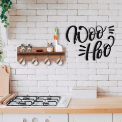 BK Home Doğal Ahşap Raflı Dekoratif Fincan Askılığı ve Duvar Süsü-17
