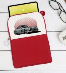 BK Gift Klasik Araç Tasarımlı Taşınabilir Koruyucu Tablet Kılıfı & Organizer Çanta - Kırmızı-9