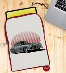 BK Gift Klasik Araç Tasarımlı Taşınabilir Koruyucu Tablet Kılıfı & Organizer Çanta - Kırmızı-9