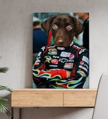 Evcil Dostlara Özel Nascar Pilot Tasarımlı Portre Kanvas Tablo 50x70cm-3