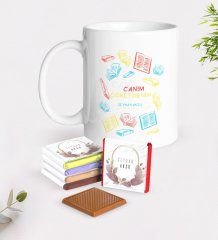 Kişiye Özel Canım Öğretmenim Beyaz Kupa ve Çikolata Hediye Seti-3