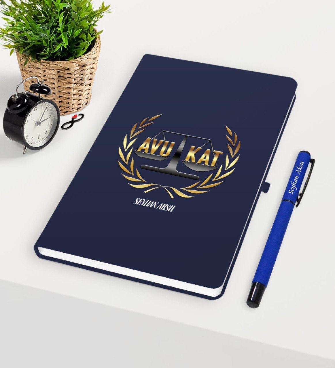 Kişiye Özel Avukat Temalı Lacivert Defter Kalem Seti - 1