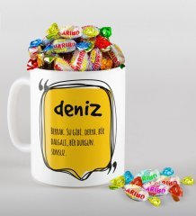 Kişiye Özel İsim Anlamı Kupa ve Haribo Fruitbons Şeker Hediye Seti-2