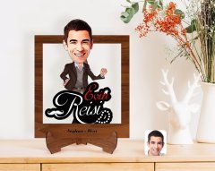 Kişiye Özel Evin Reisi Karikatürlü Ahşap Standlı 3D Biblo-3