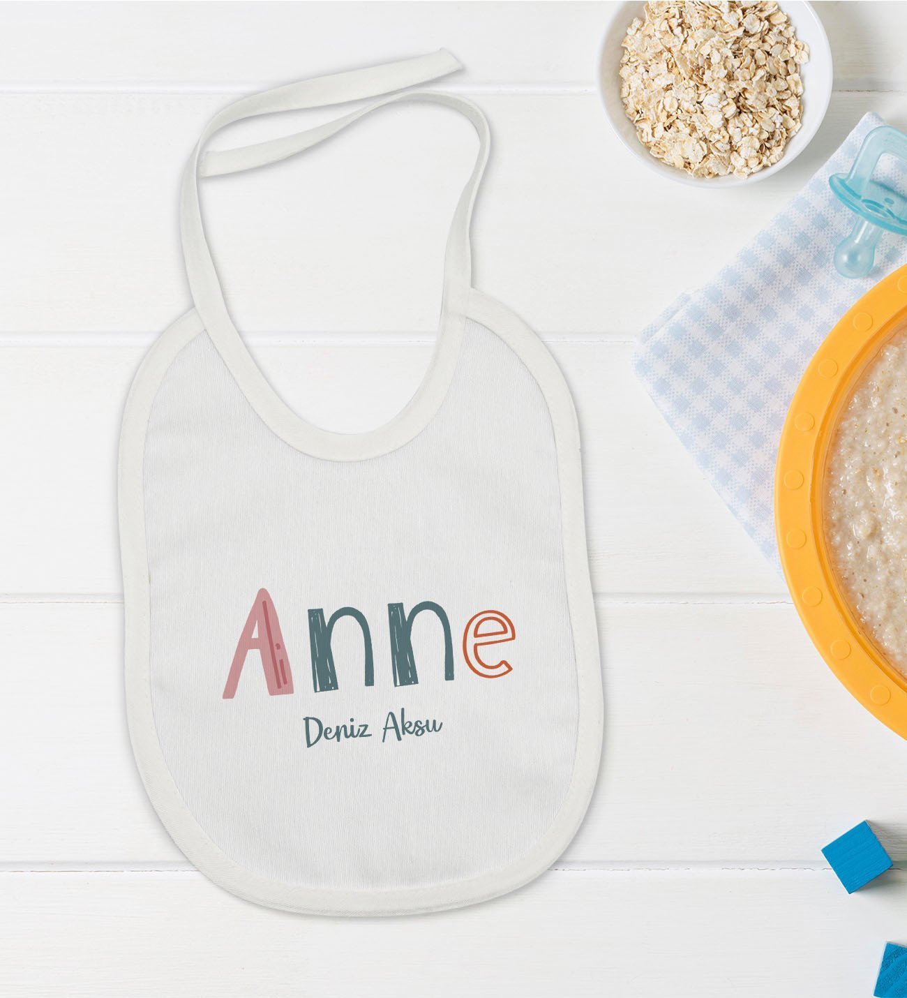 BK Kids Kişiye Özel Anne Tasarımlı Bebek Mama Önlüğü - Model 1