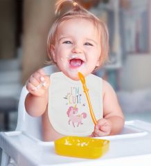 BK Kids I'm Cute Tasarımlı 2’li Beyaz Mama Önlüğü-1