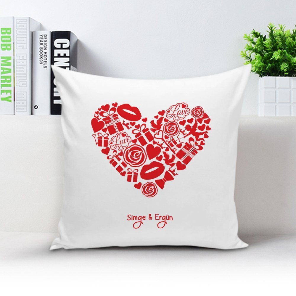 Kişiye Özel Beyaz Yastık Kılıfı (Sevgililer Günü Temalı-53)