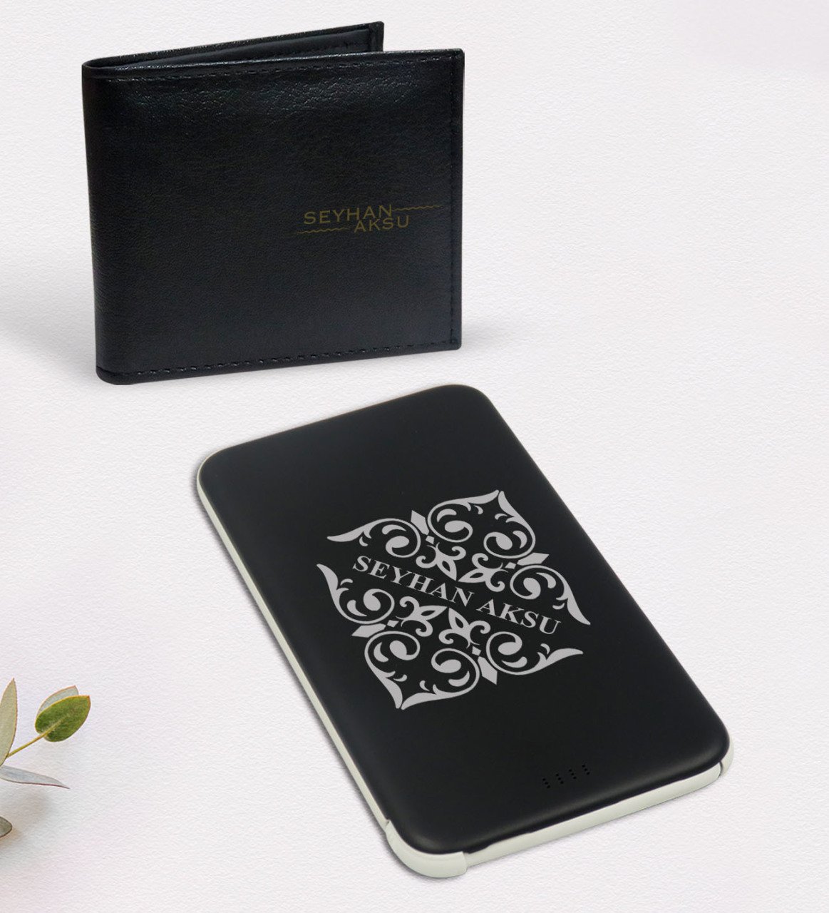 Kişiye Özel İsimli Siyah Cüzdan ve 5.000 Mah Powerbank Hediye Seti-10