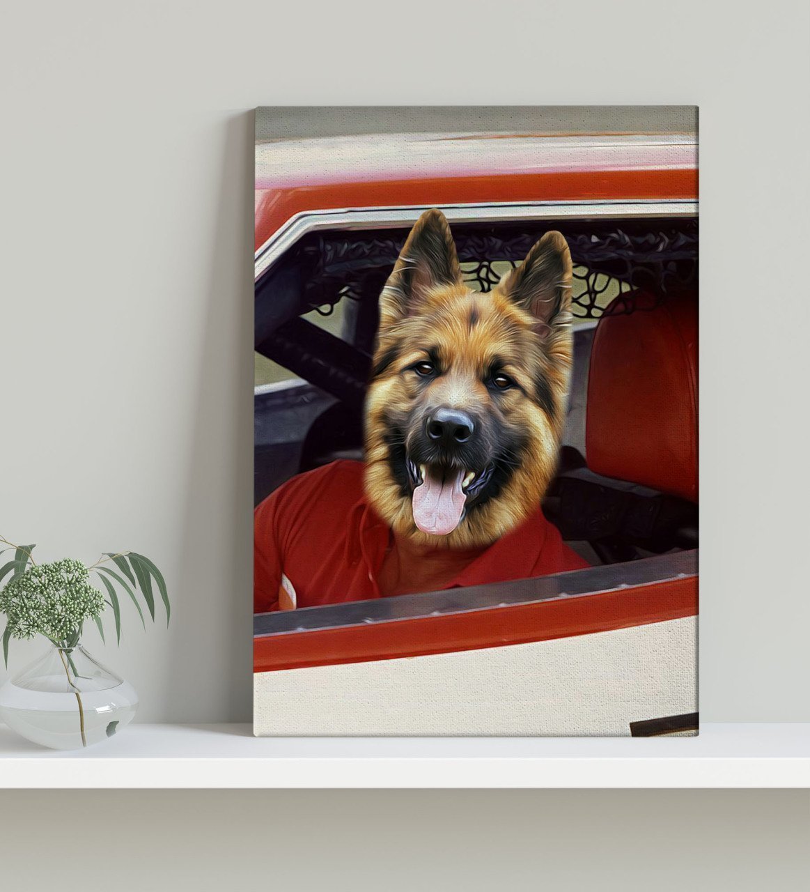 Evcil Dostlara Özel Nascar Pilot Tasarımlı Portre Kanvas Tablo 30x50cm-2