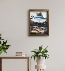 BK Gift Formula 1 Tasarımlı Doğal Masif Ahşap Çerçeveli Tablo 45x65cm-9
