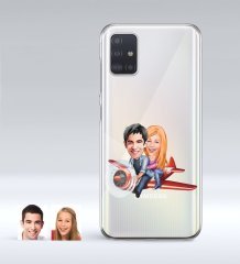 Kişiye Özel Sevgililer Karikatürlü Samsung Galaxy A51 İnce Şeffaf Silikon Telefon Kapağı-11