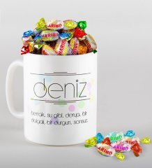 Kişiye Özel İsim Anlamı Kupa ve Haribo Fruitbons Şeker Hediye Seti-1